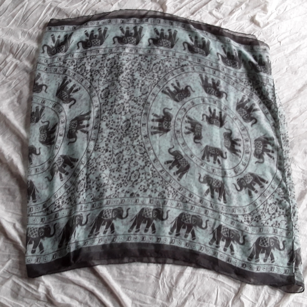Elephant Print Mint Green Infinity Scarf
